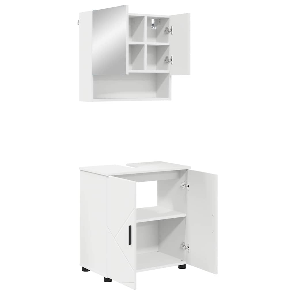 Juego de muebles de baño 2 pcs Madera de ingeniería & Metal
