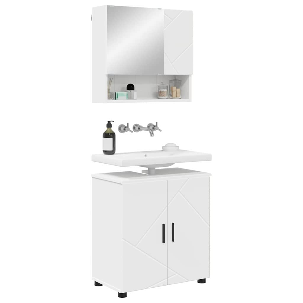 Juego de muebles de baño 2 pcs Madera de ingeniería & Metal