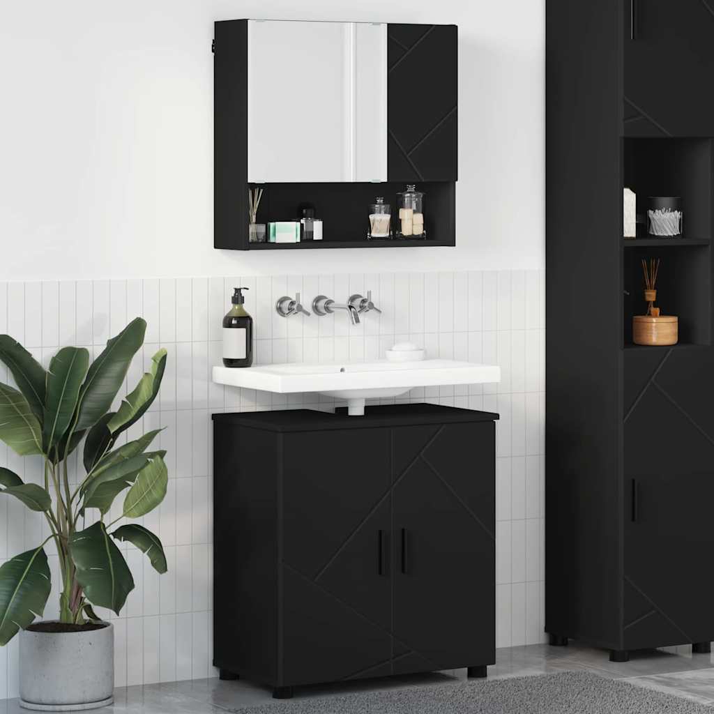 Juego de muebles de baño 2 pcs Madera de ingeniería & Metal