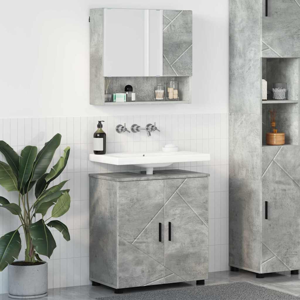 Juego de muebles de baño 2 pcs Madera de ingeniería & Metal