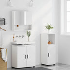 Juego de muebles de baño 3 pcs Madera contrachapada & Metal