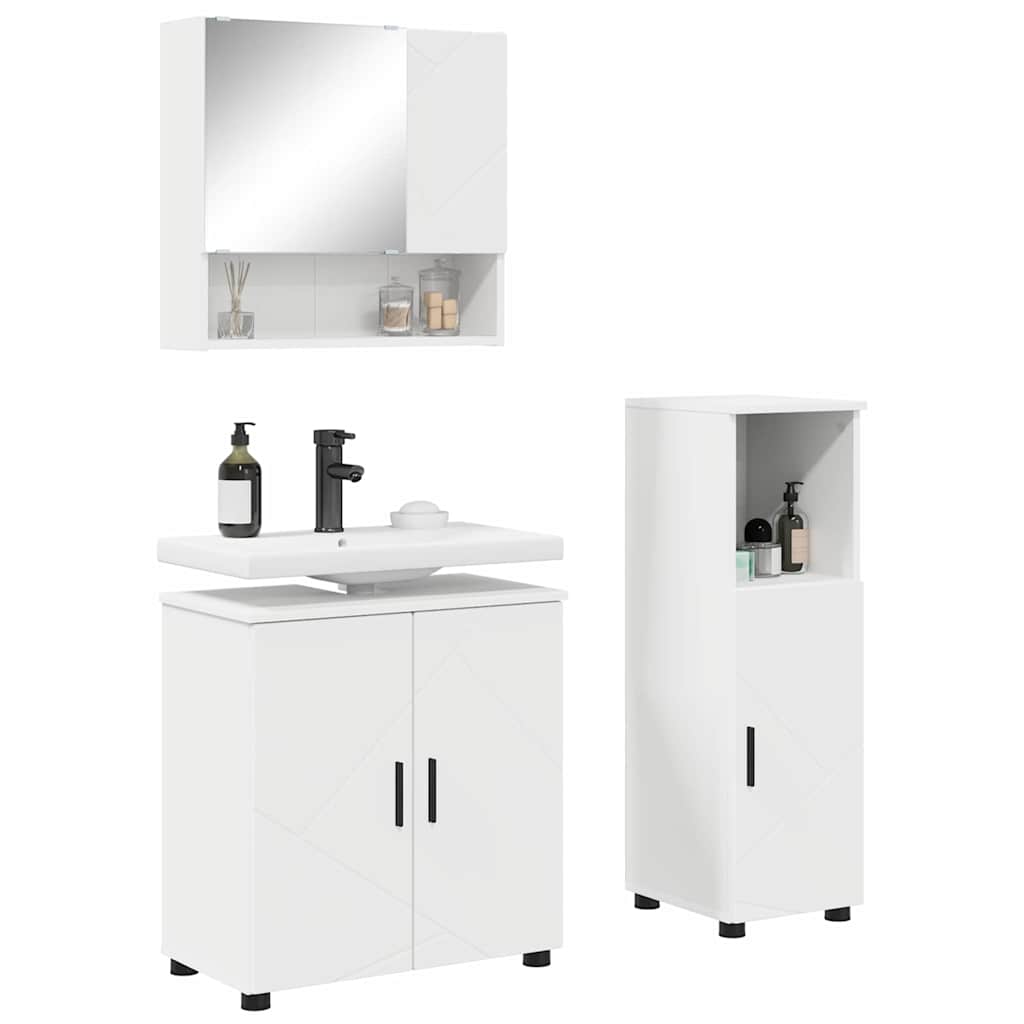 Juego de muebles de baño 3 pcs Madera contrachapada & Metal