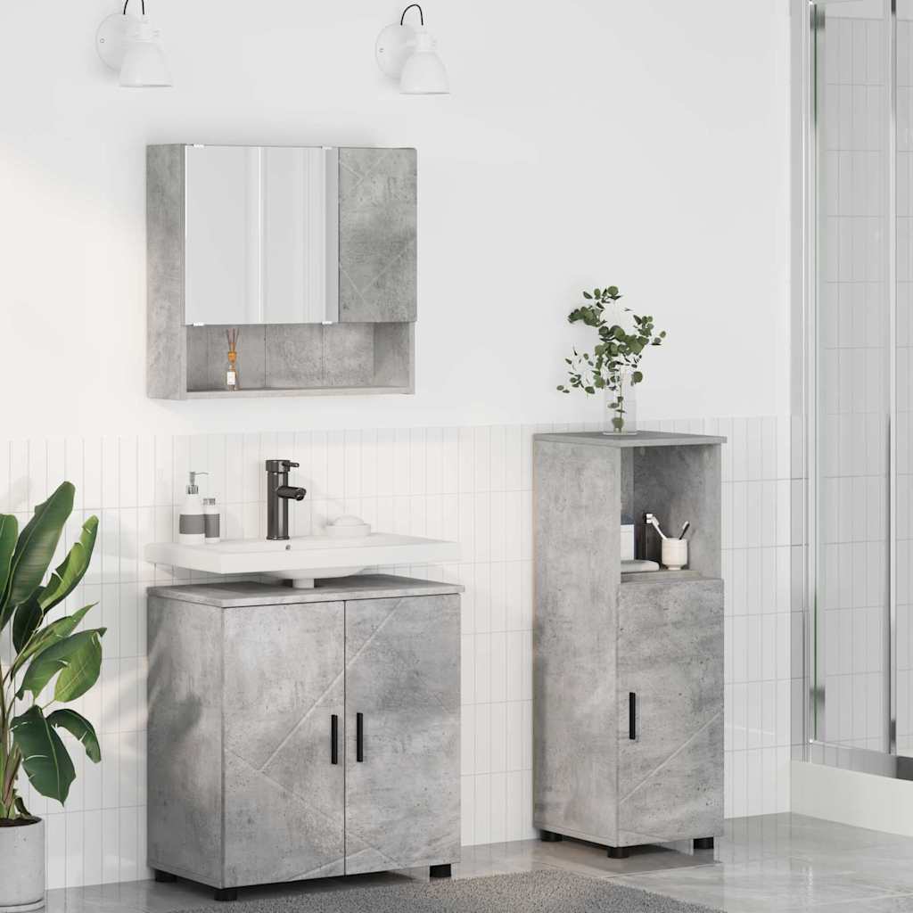 Juego de muebles de baño 3 pcs Madera contrachapada & Metal