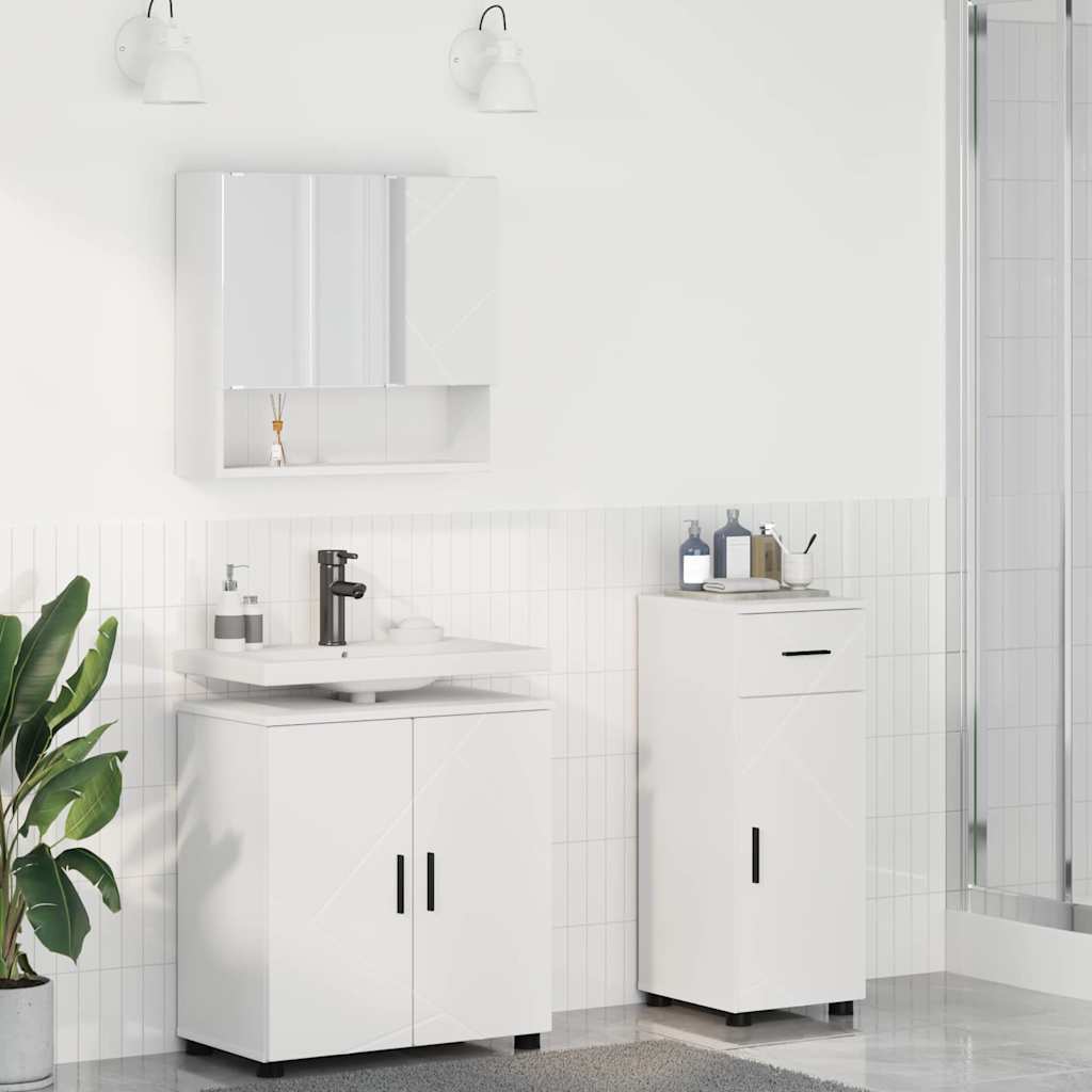 Juego de muebles de baño 3 pcs Madera contrachapada & Metal