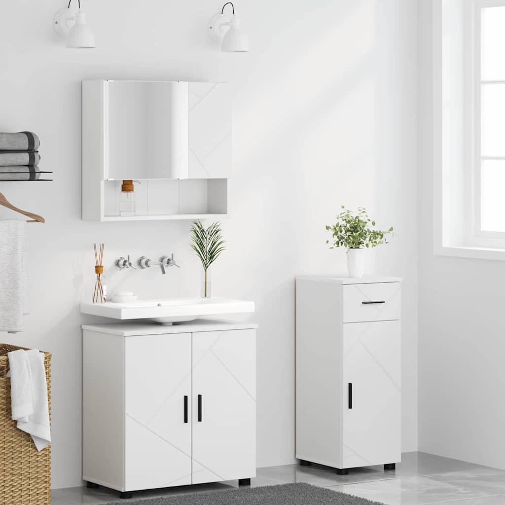 Juego de muebles de baño 3 pcs Madera contrachapada & Metal