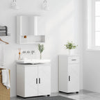 Juego de muebles de baño 3 pcs Madera contrachapada & Metal