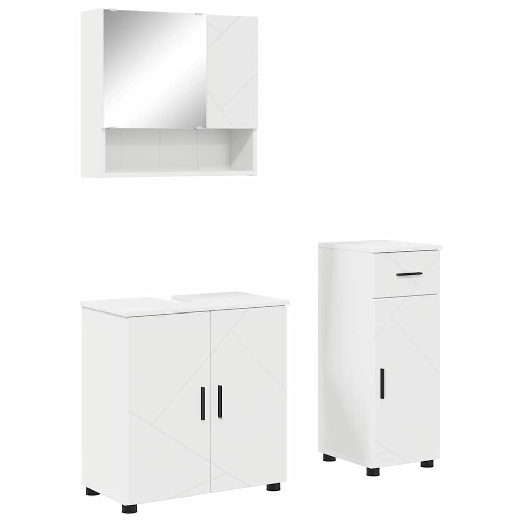 Juego de muebles de baño 3 pcs Madera contrachapada & Metal