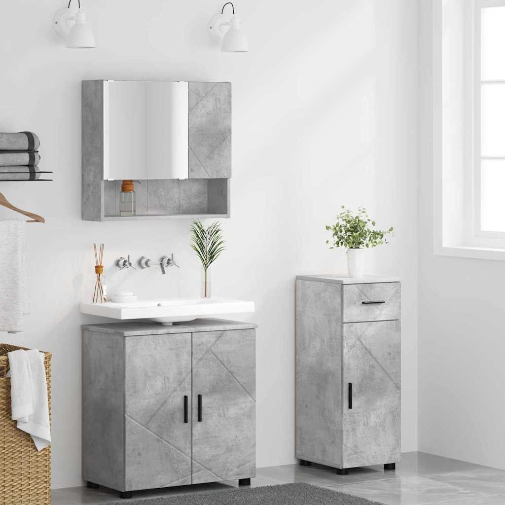 Juego de muebles de baño con cajón 3 pcs Gris Concreto