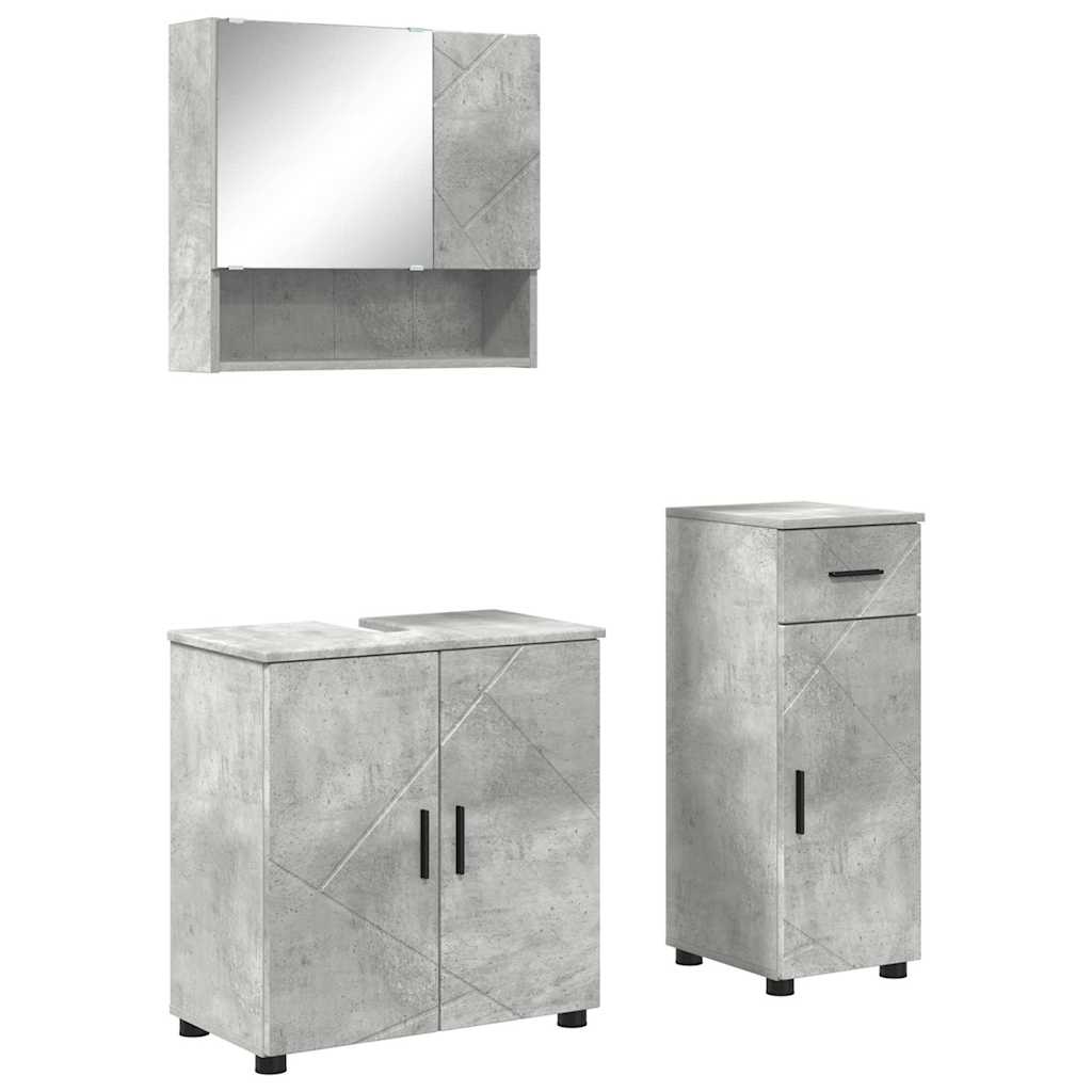 Juego de muebles de baño con cajón 3 pcs Gris Concreto