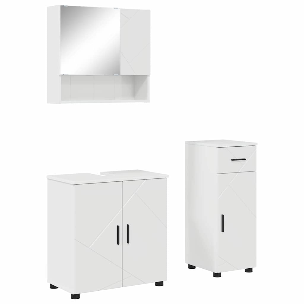 Juego de muebles de baño con cajón con puerta 3 pcs brillante