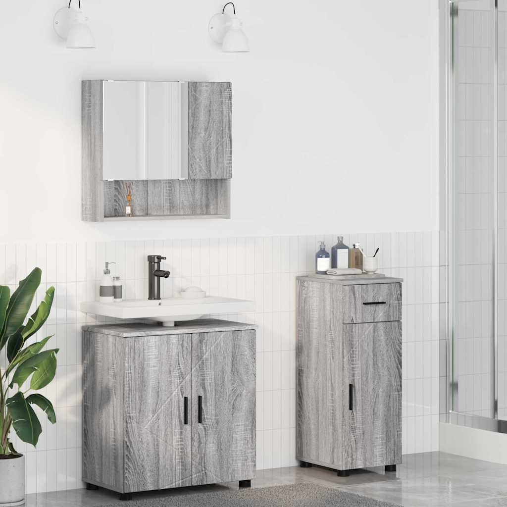 Juego de muebles de baño con cajón con puerta 3 pcs brillante