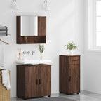Juego de muebles de baño con cajón 3 pcs Roble Marrón