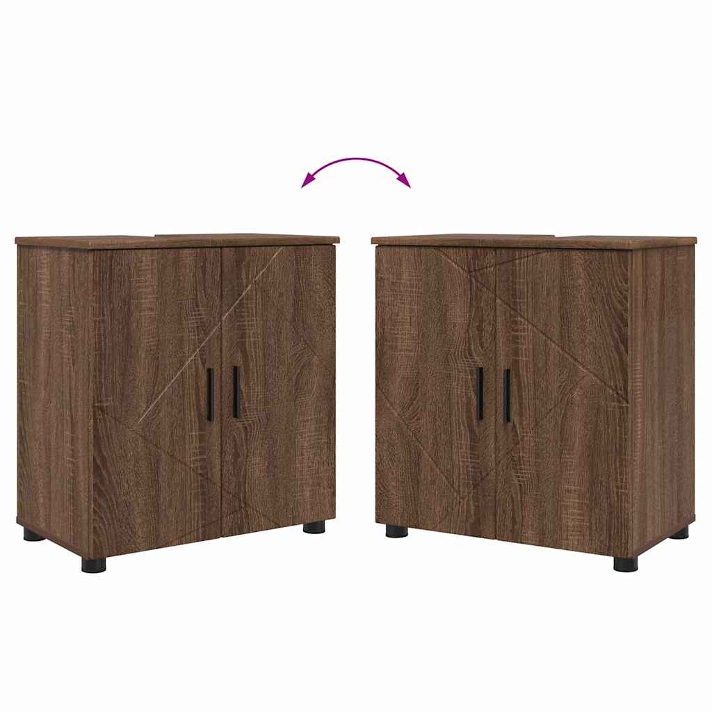 Juego de muebles de baño con cajón 3 pcs Roble Marrón