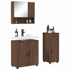 Juego de muebles de baño con cajón 3 pcs Roble Marrón