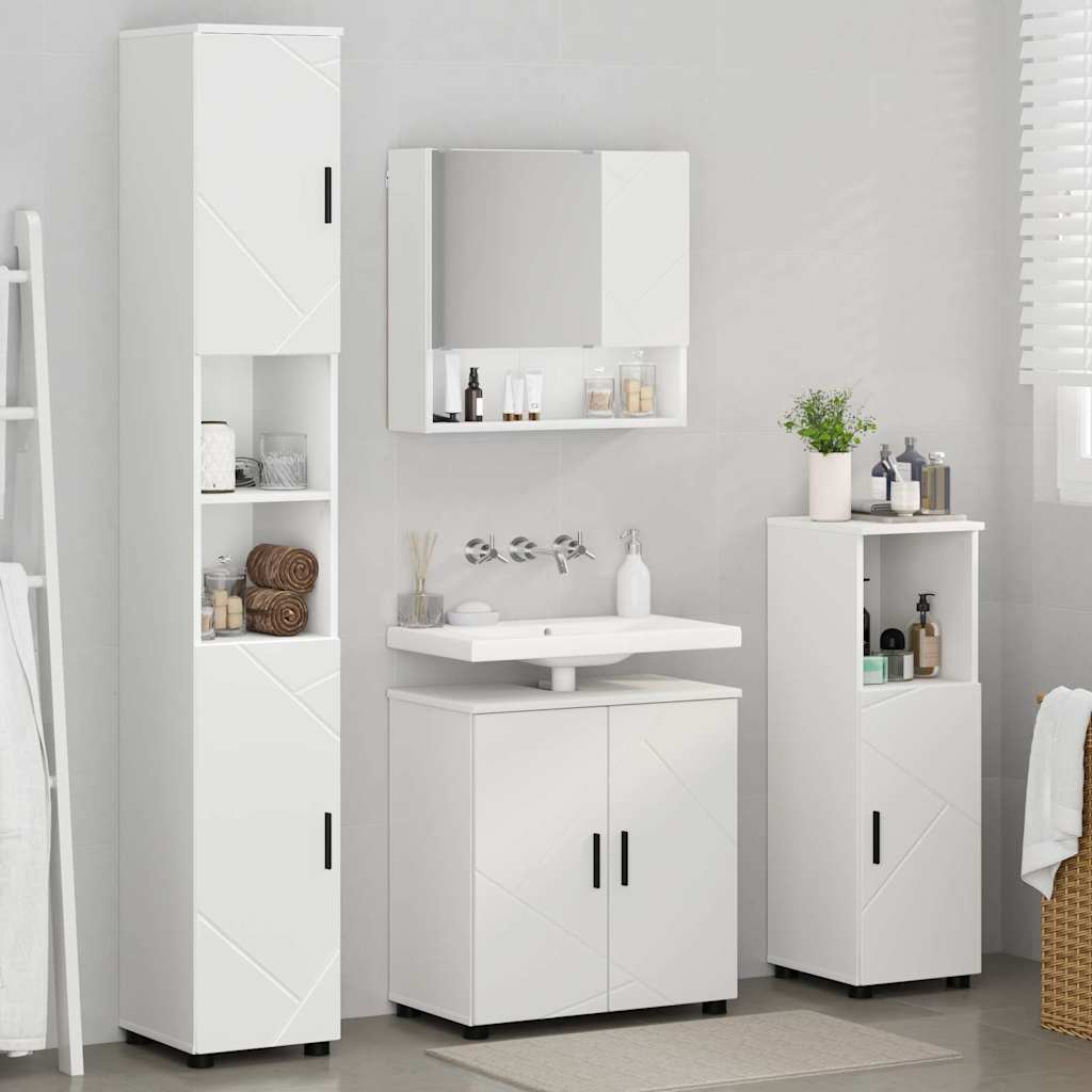 Juego de muebles de baño 4 pcs Madera contrachapada & Metal