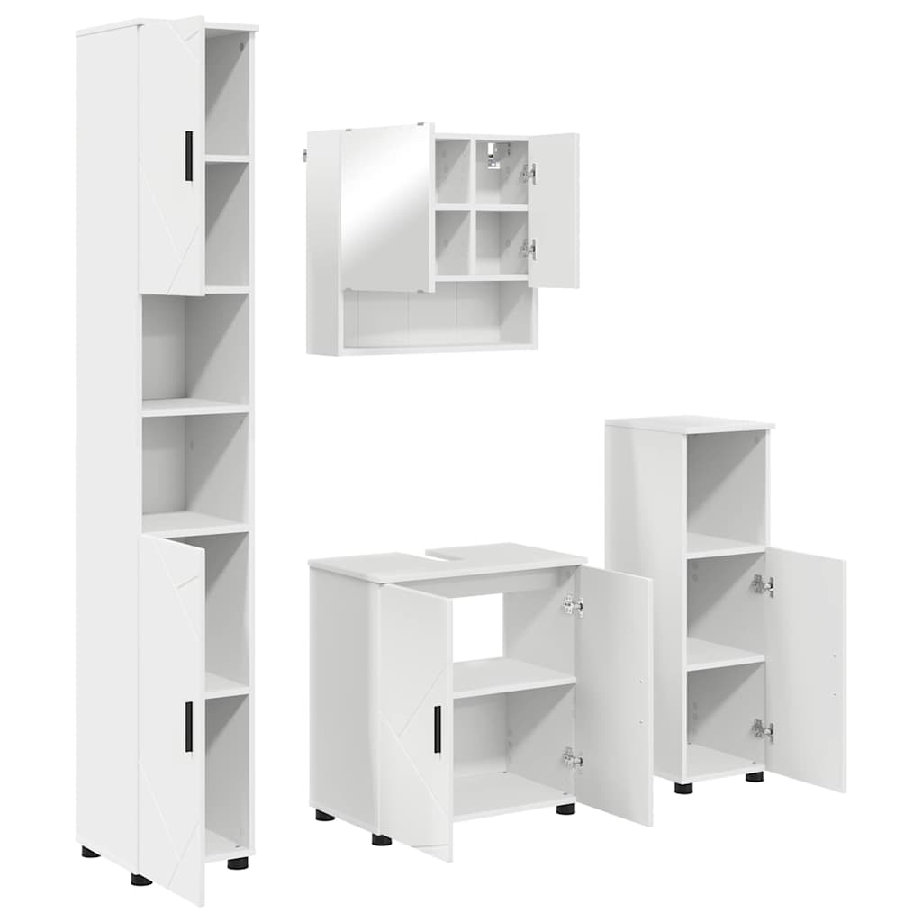 Juego de muebles de baño 4 pcs Madera contrachapada & Metal