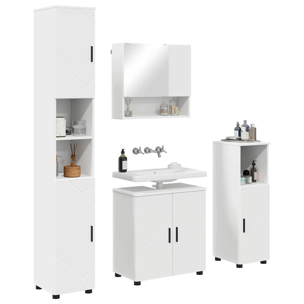 Juego de muebles de baño 4 pcs Madera contrachapada & Metal