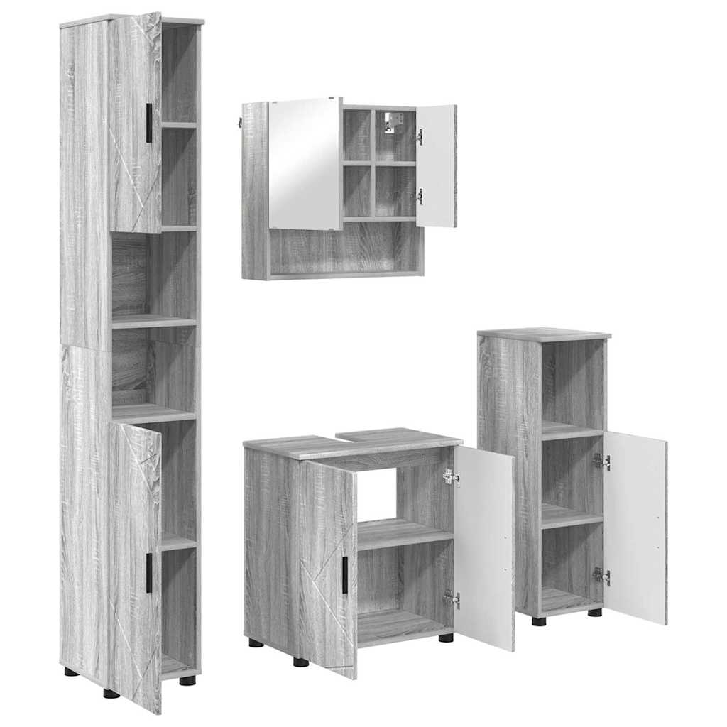 Juego de muebles de baño Montaje en la pared 4 pcs Gris Sonoma