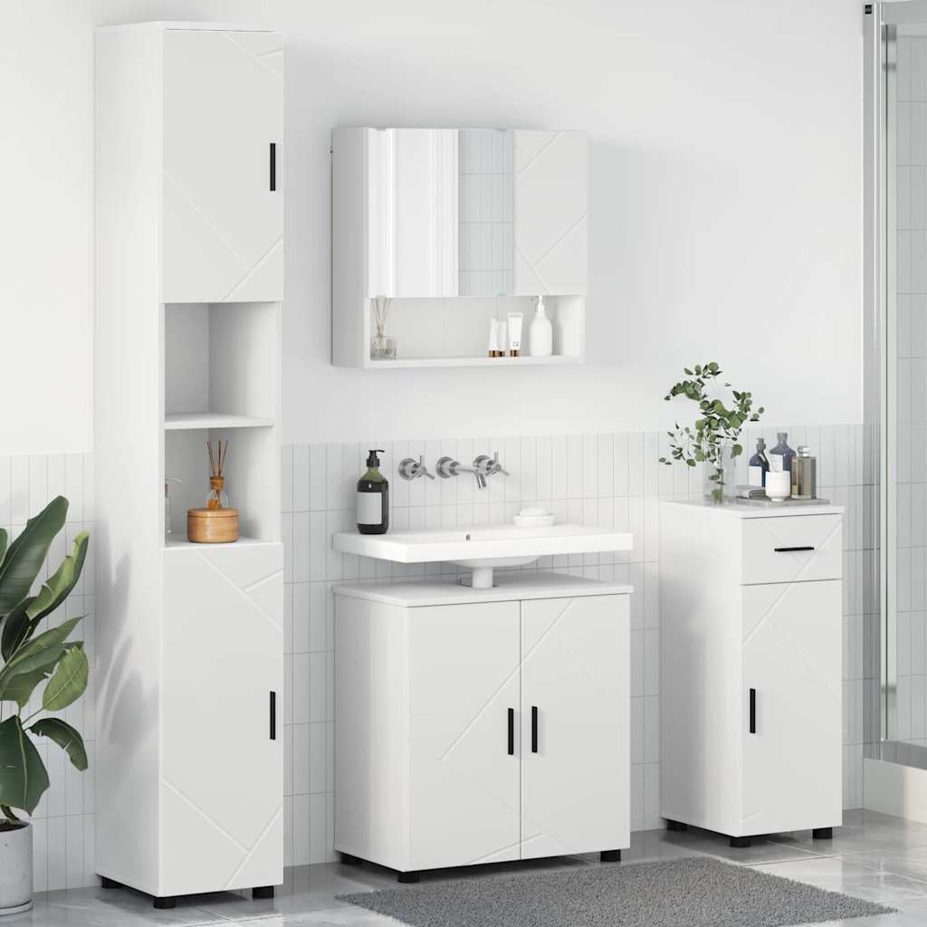Juego de muebles de baño 4 pcs Madera contrachapada & Metal