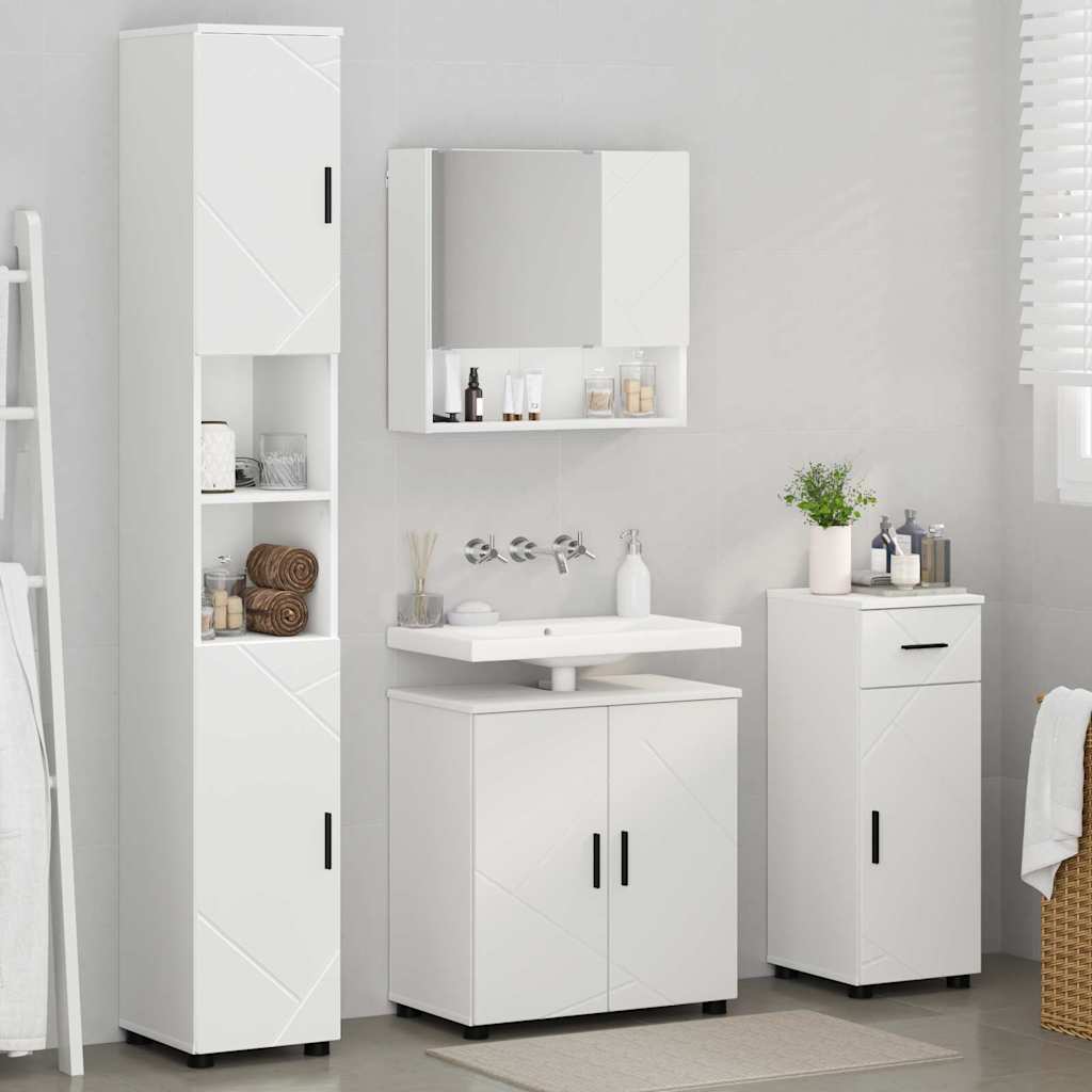 Juego de muebles de baño 4 pcs Madera contrachapada & Metal