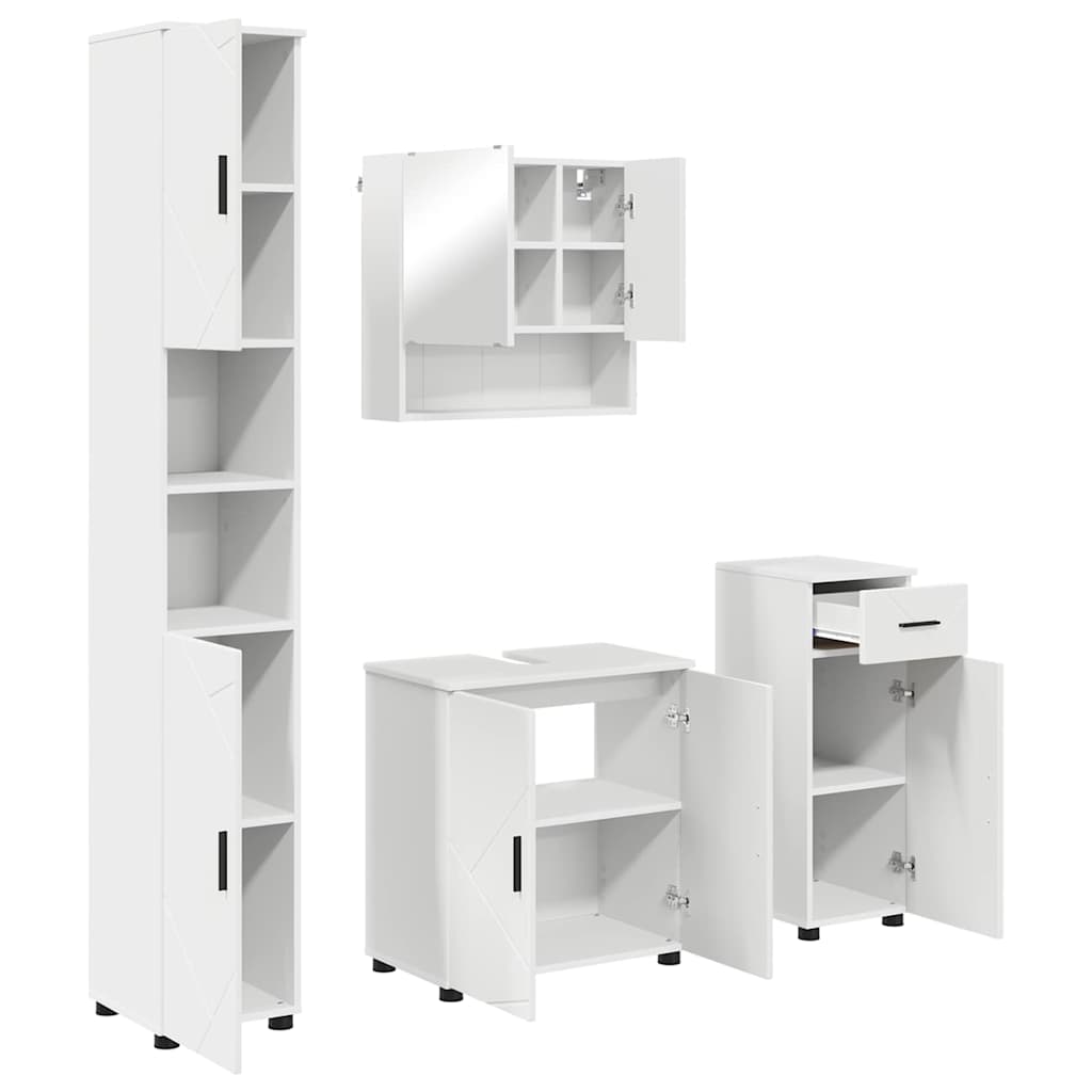 Juego de muebles de baño 4 pcs Madera contrachapada & Metal