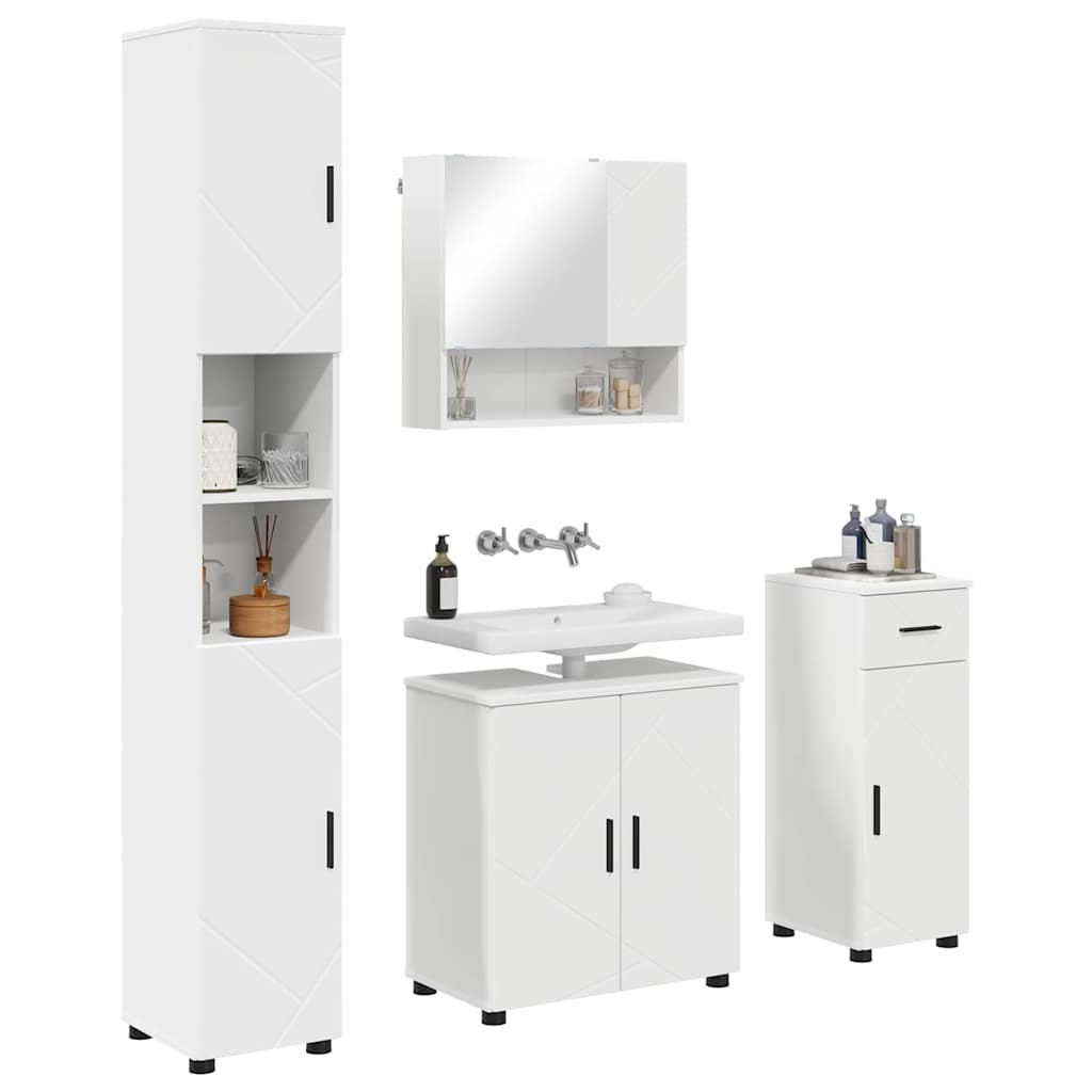 Juego de muebles de baño 4 pcs Madera contrachapada & Metal