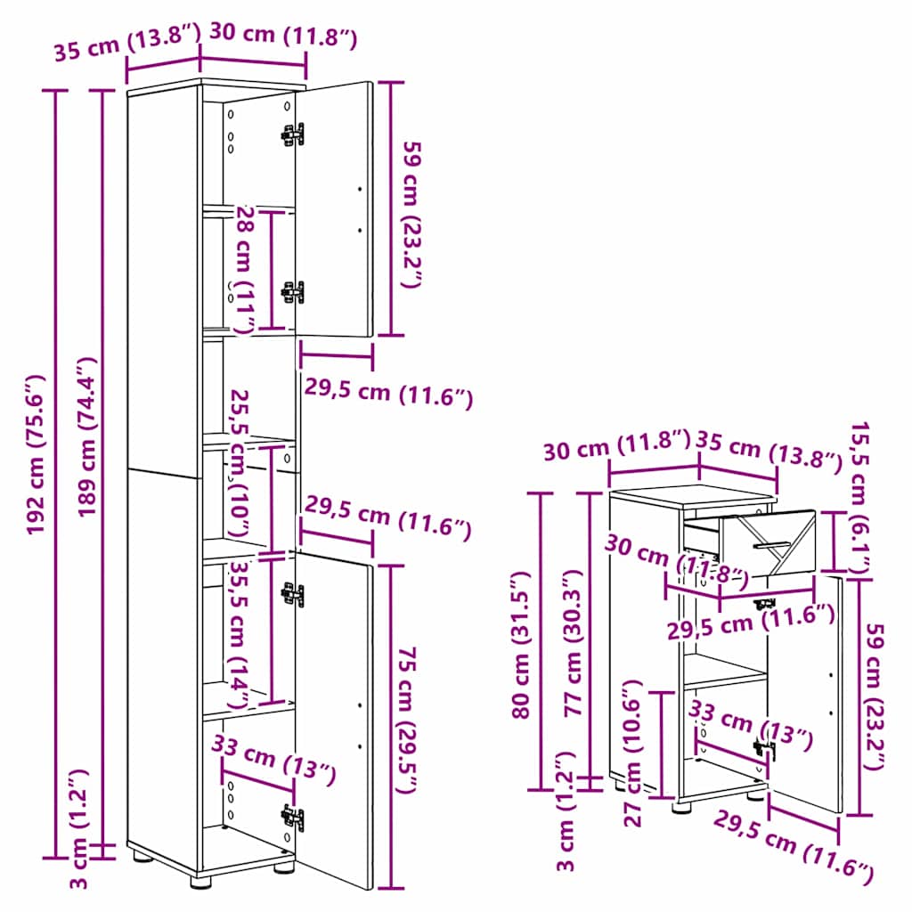 Juego de muebles de baño 4 pcs Madera contrachapada & Metal