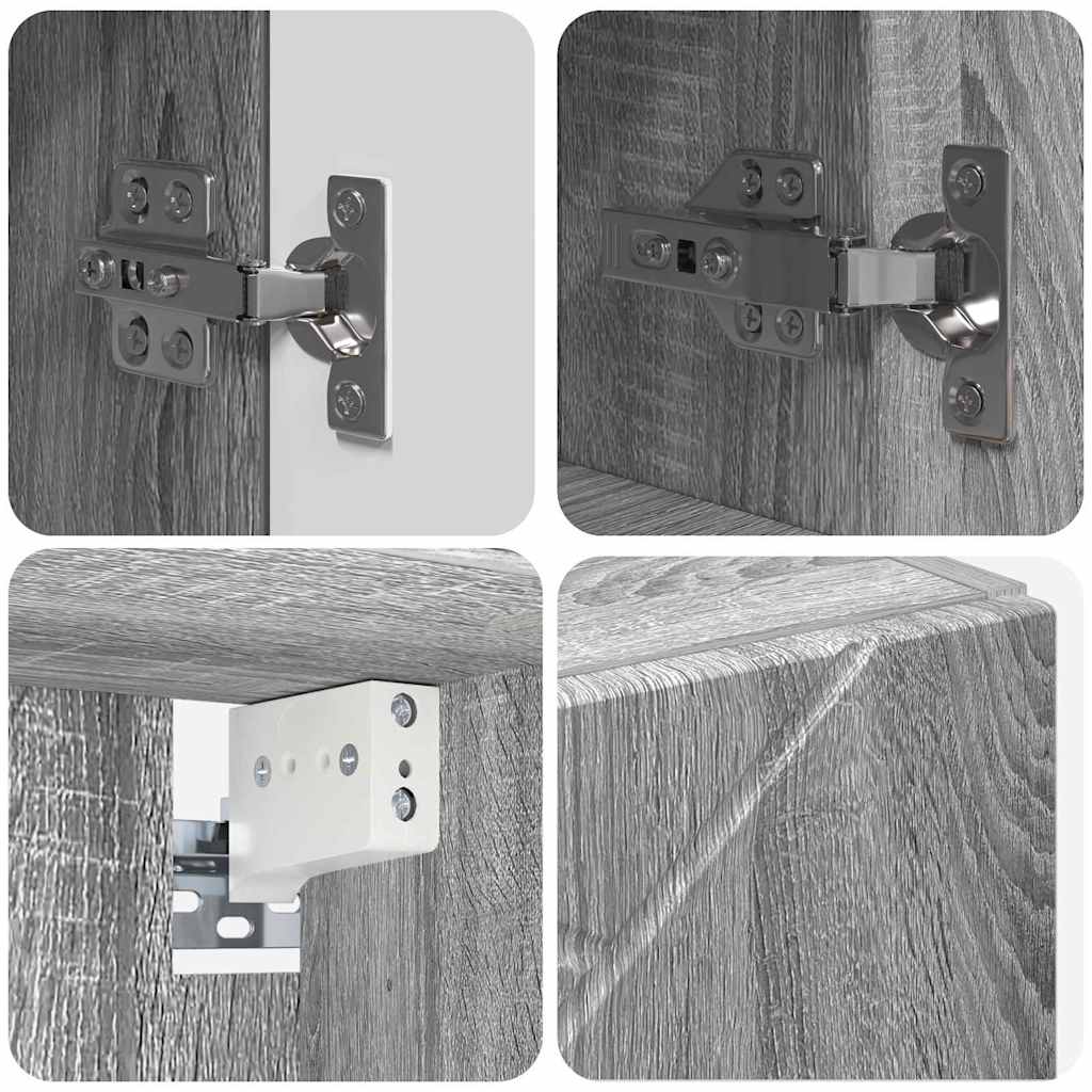 Juego de muebles de baño con cajón con puerta 4 pcs Gris Sonoma