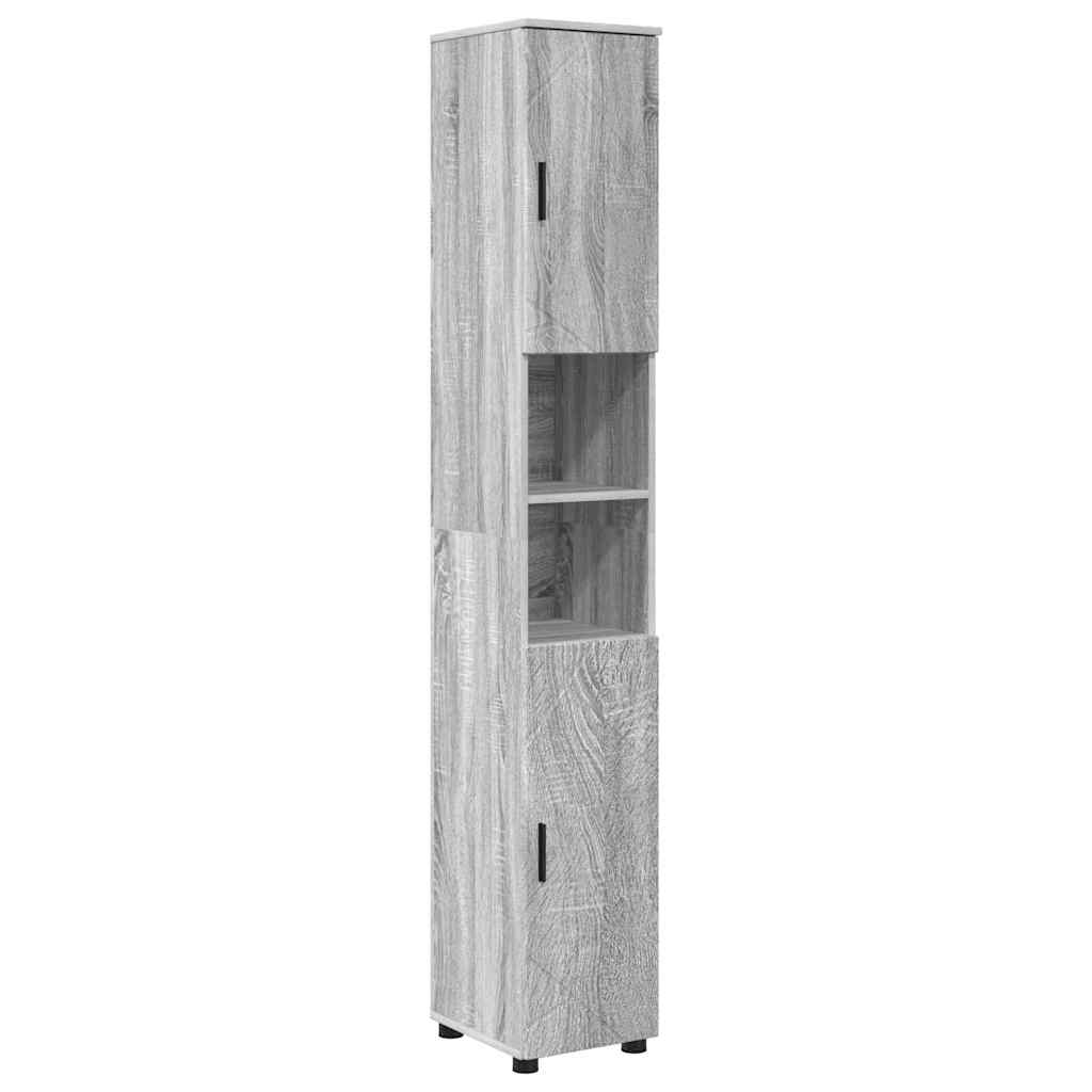 Juego de muebles de baño con cajón con puerta 4 pcs Gris Sonoma