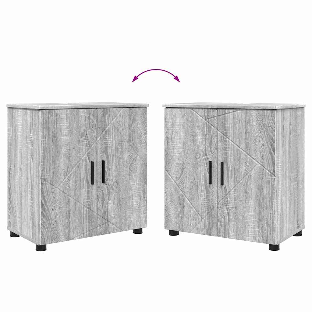 Juego de muebles de baño con cajón con puerta 4 pcs Gris Sonoma