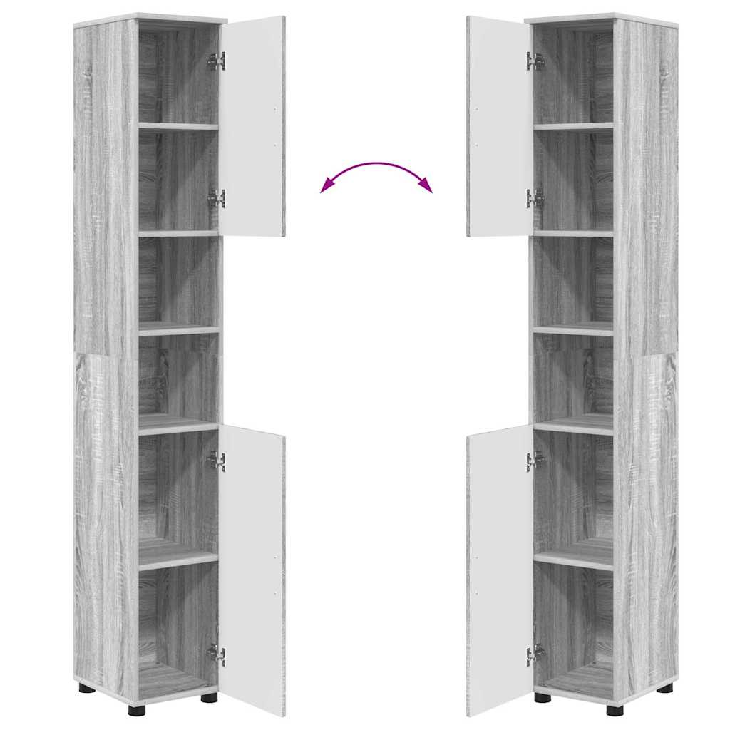 Juego de muebles de baño con cajón con puerta 4 pcs Gris Sonoma