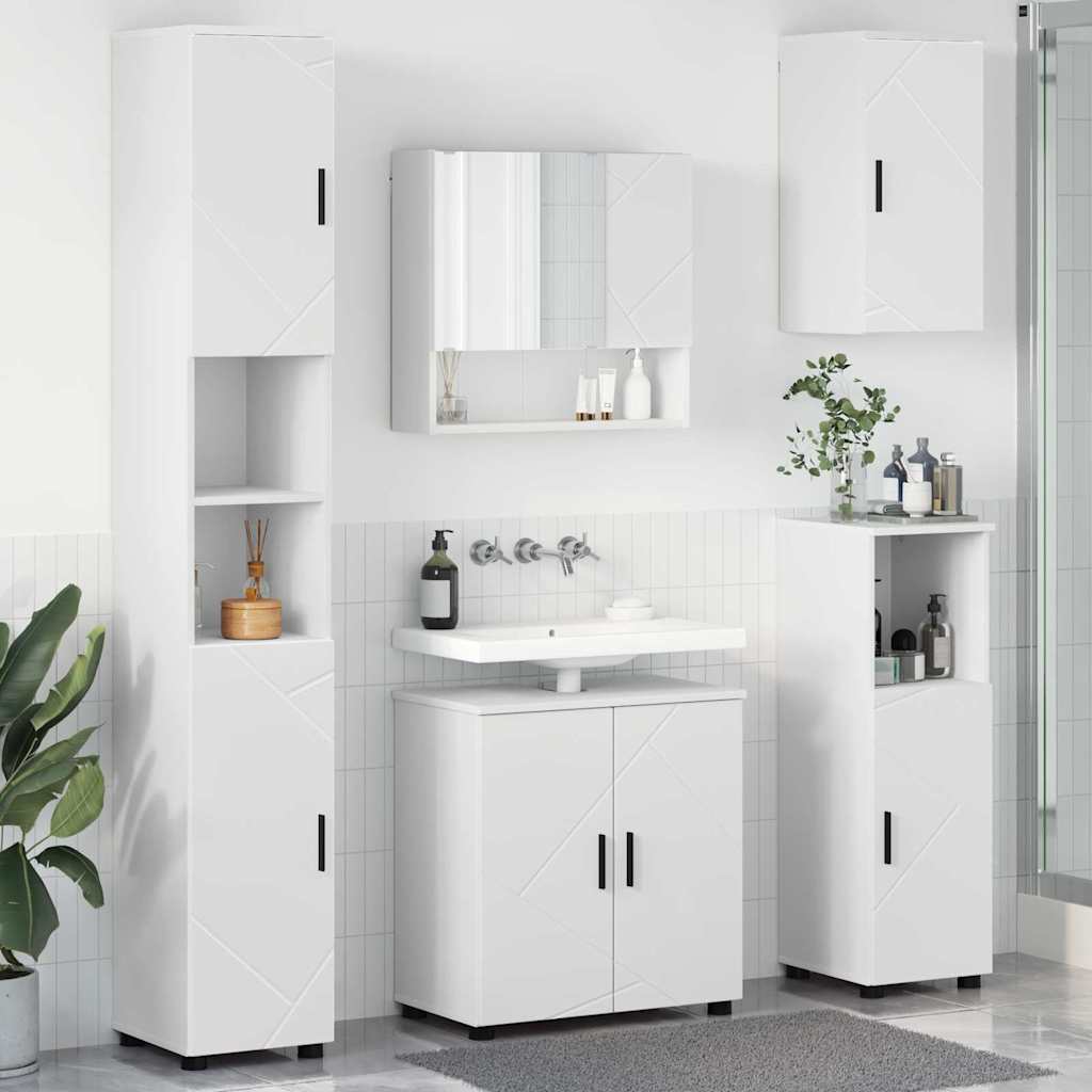 Juego de muebles de baño 5 pcs Madera contrachapada & Metal