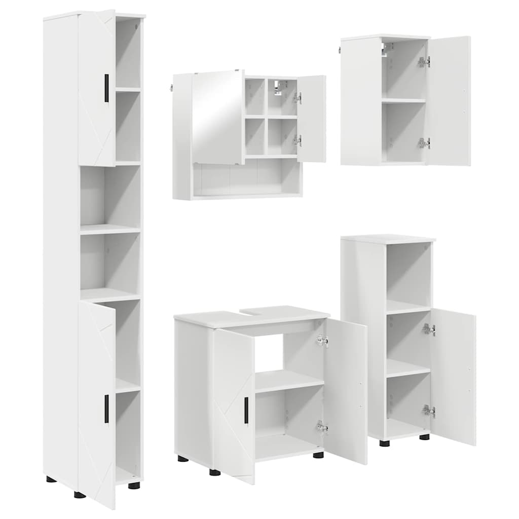 Juego de muebles de baño 5 pcs Madera contrachapada & Metal