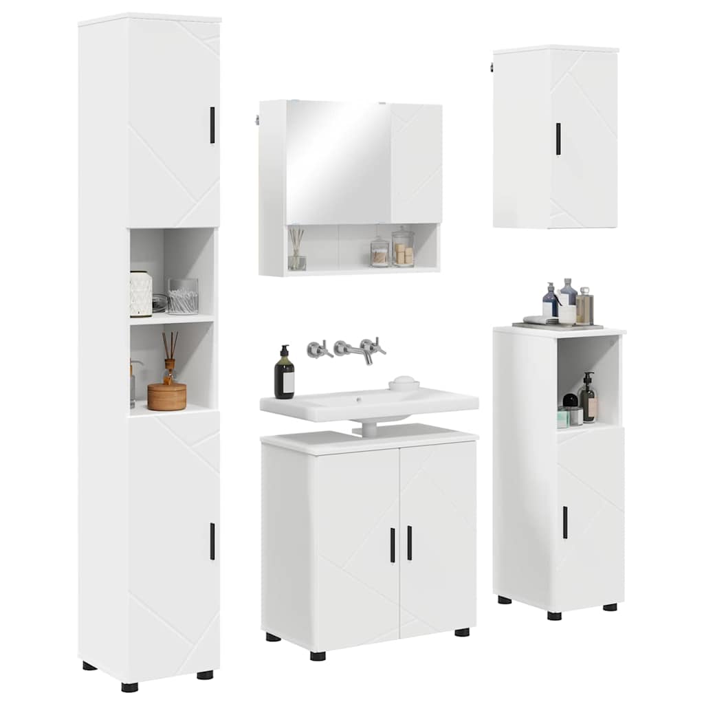 Juego de muebles de baño 5 pcs Madera contrachapada & Metal