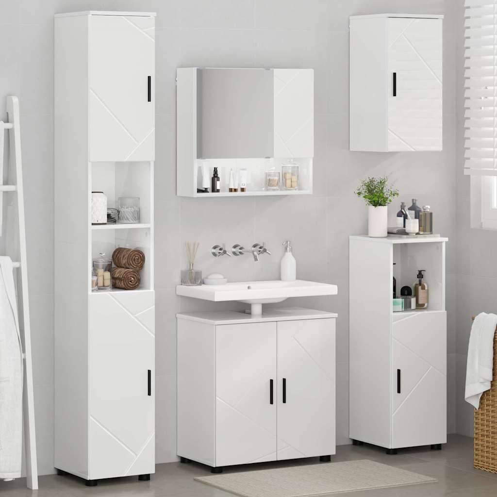 Juego de muebles de baño Montaje en la pared 5 pcs brillante