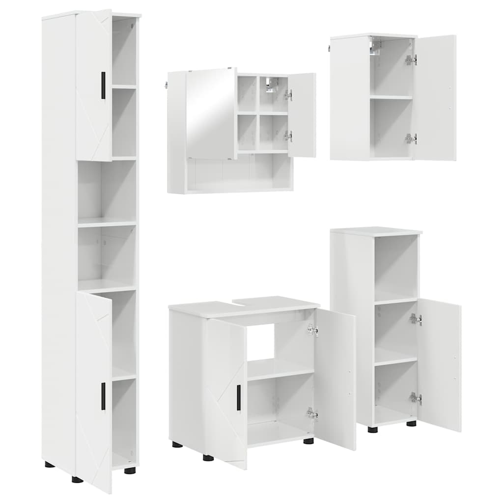 Juego de muebles de baño Montaje en la pared 5 pcs brillante
