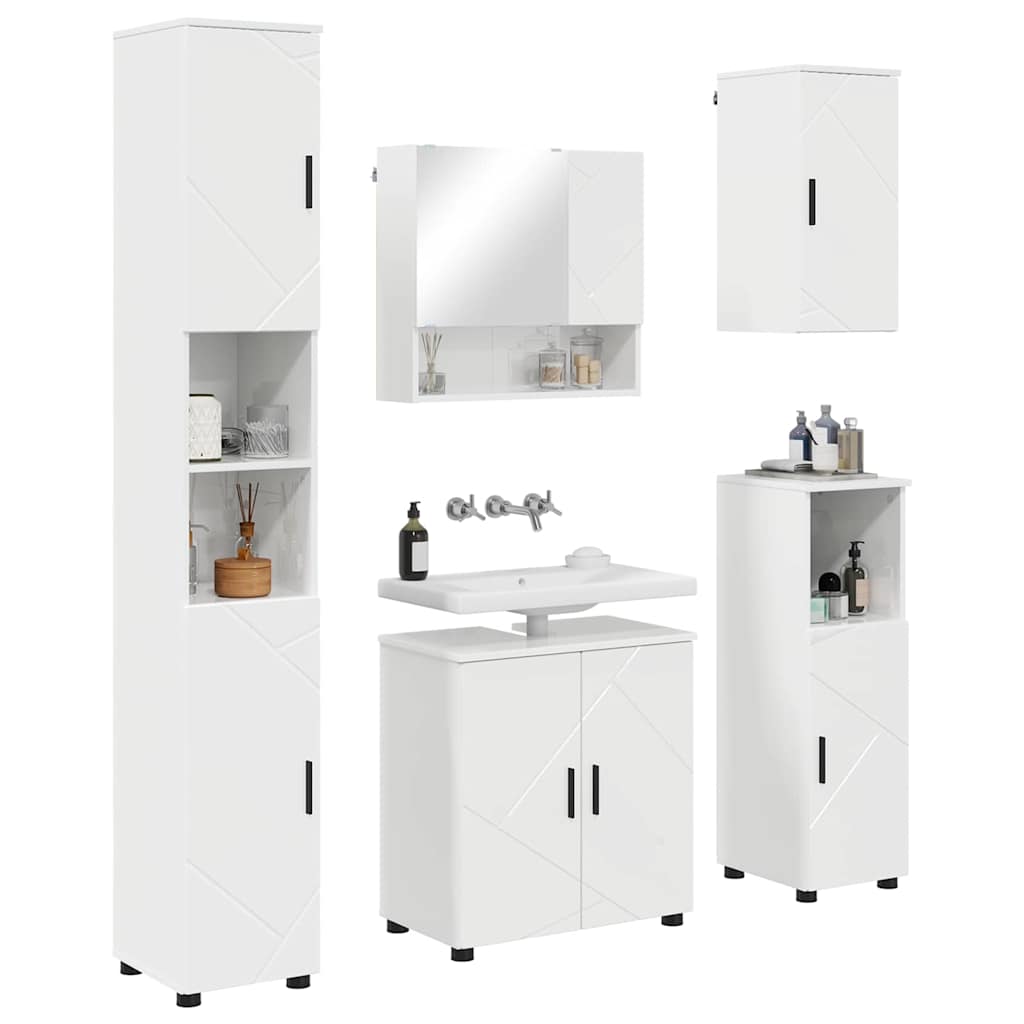 Juego de muebles de baño Montaje en la pared 5 pcs brillante
