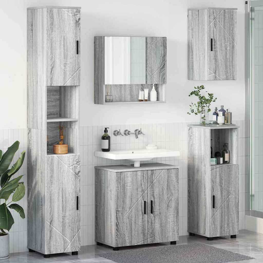 Juego de muebles de baño Montaje en la pared 5 pcs brillante
