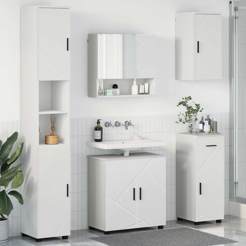 Juego de muebles de baño 5 pcs Madera contrachapada & Metal