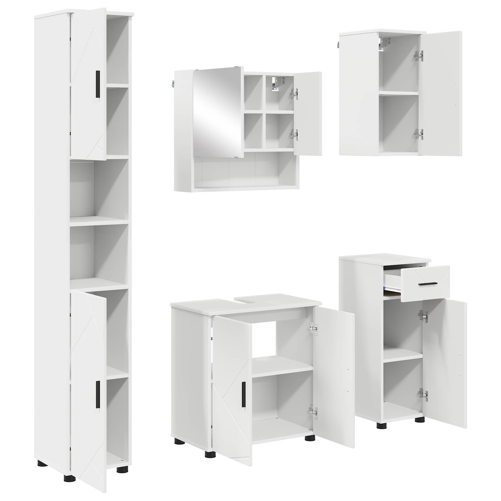 Juego de muebles de baño 5 pcs Madera contrachapada & Metal