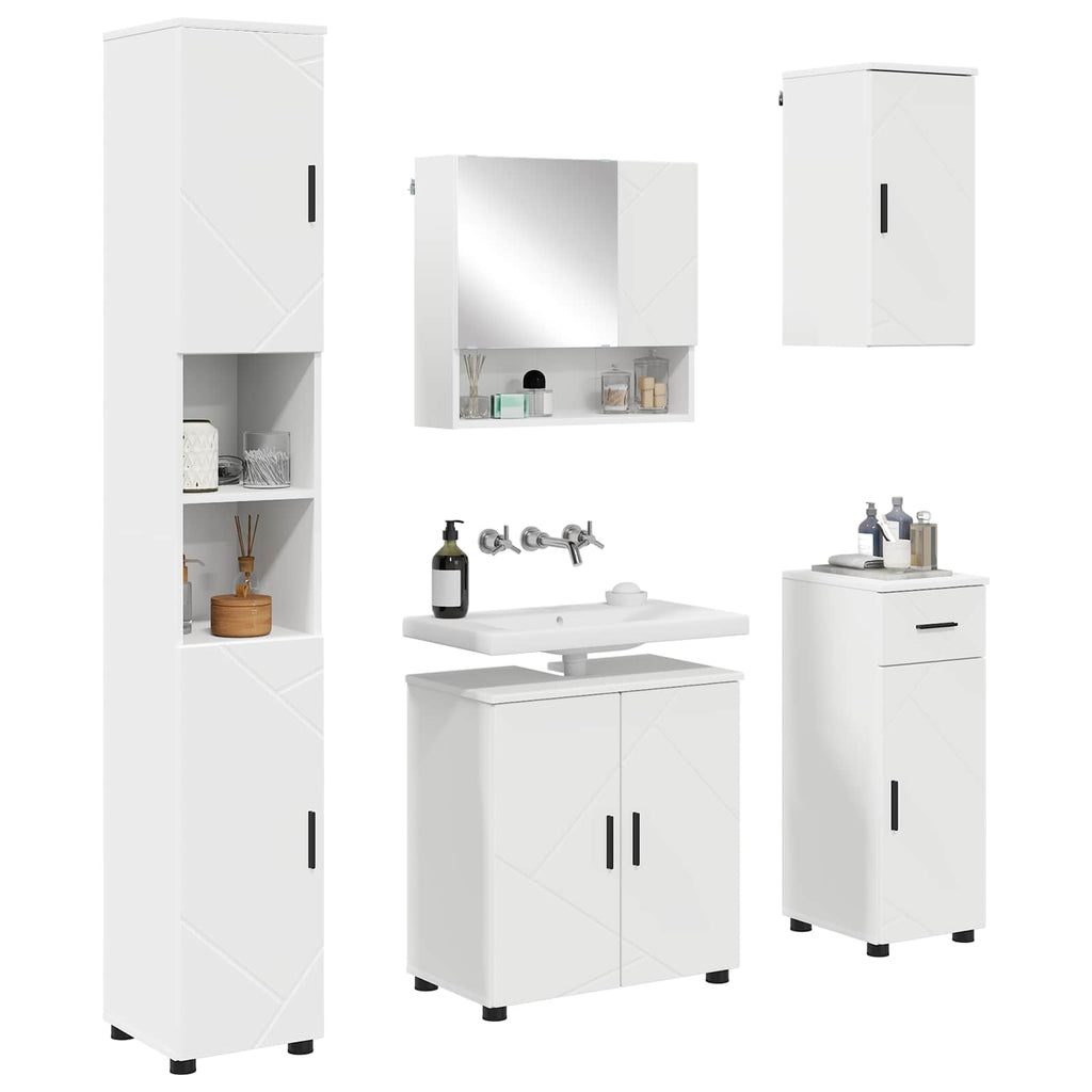 Juego de muebles de baño 5 pcs Madera contrachapada & Metal
