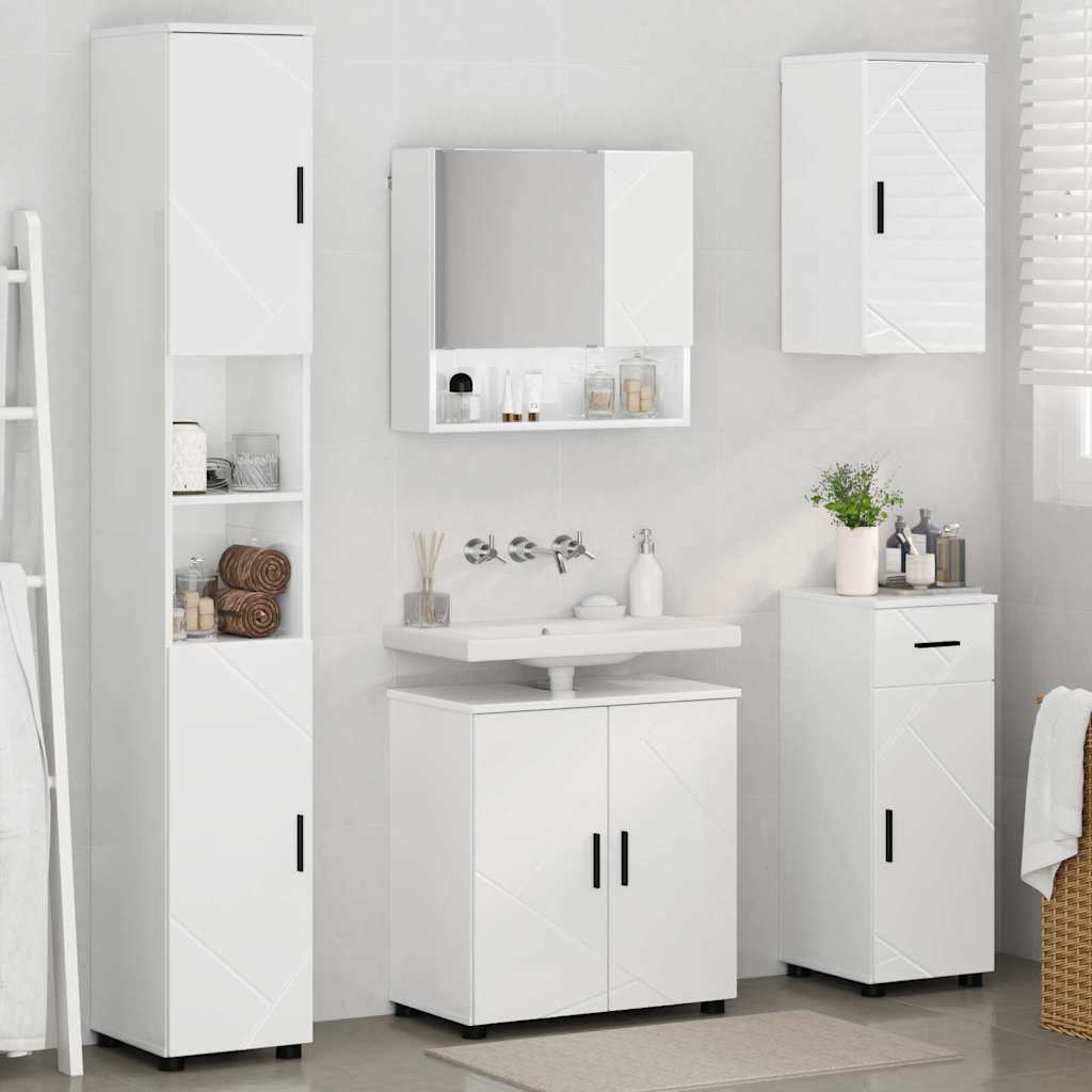 Juego de muebles de baño con cajón con puerta 5 pcs brillante
