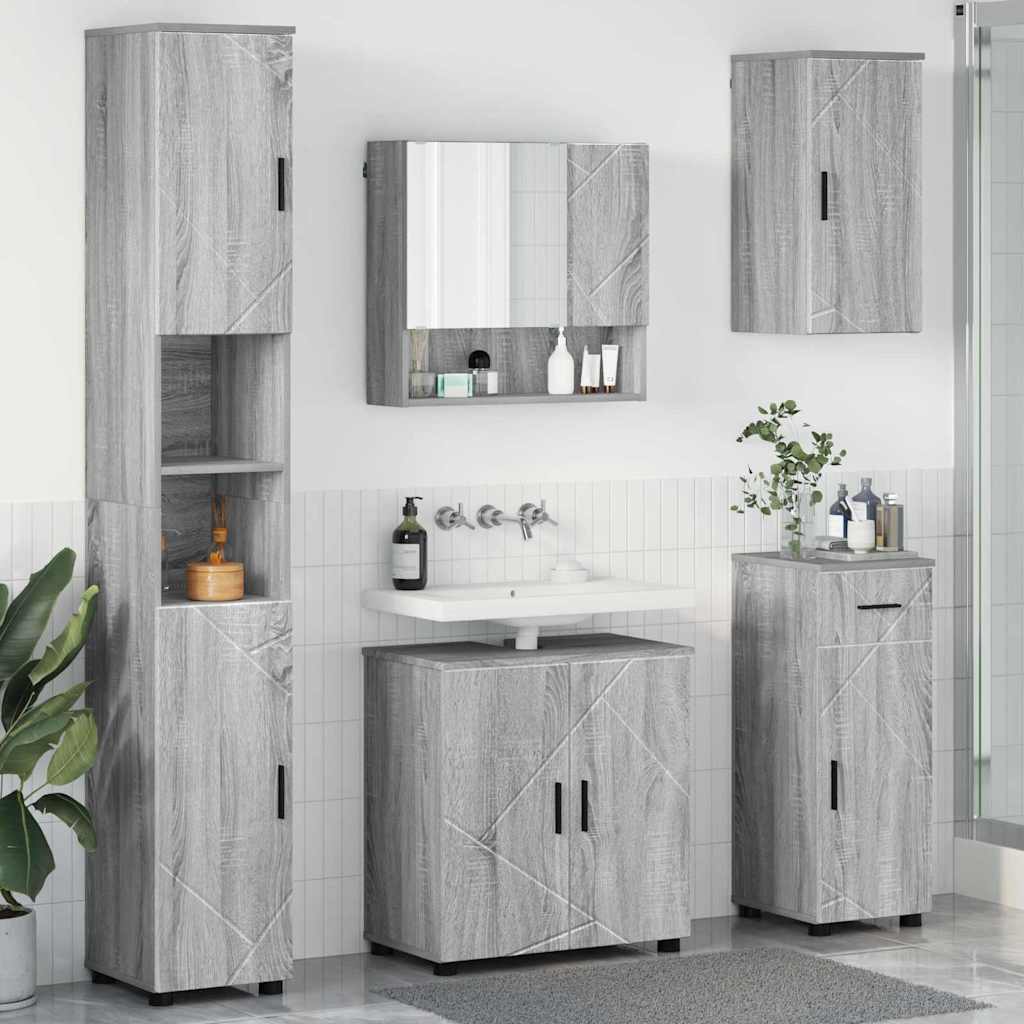 Juego de muebles de baño con cajón con puerta 5 pcs brillante