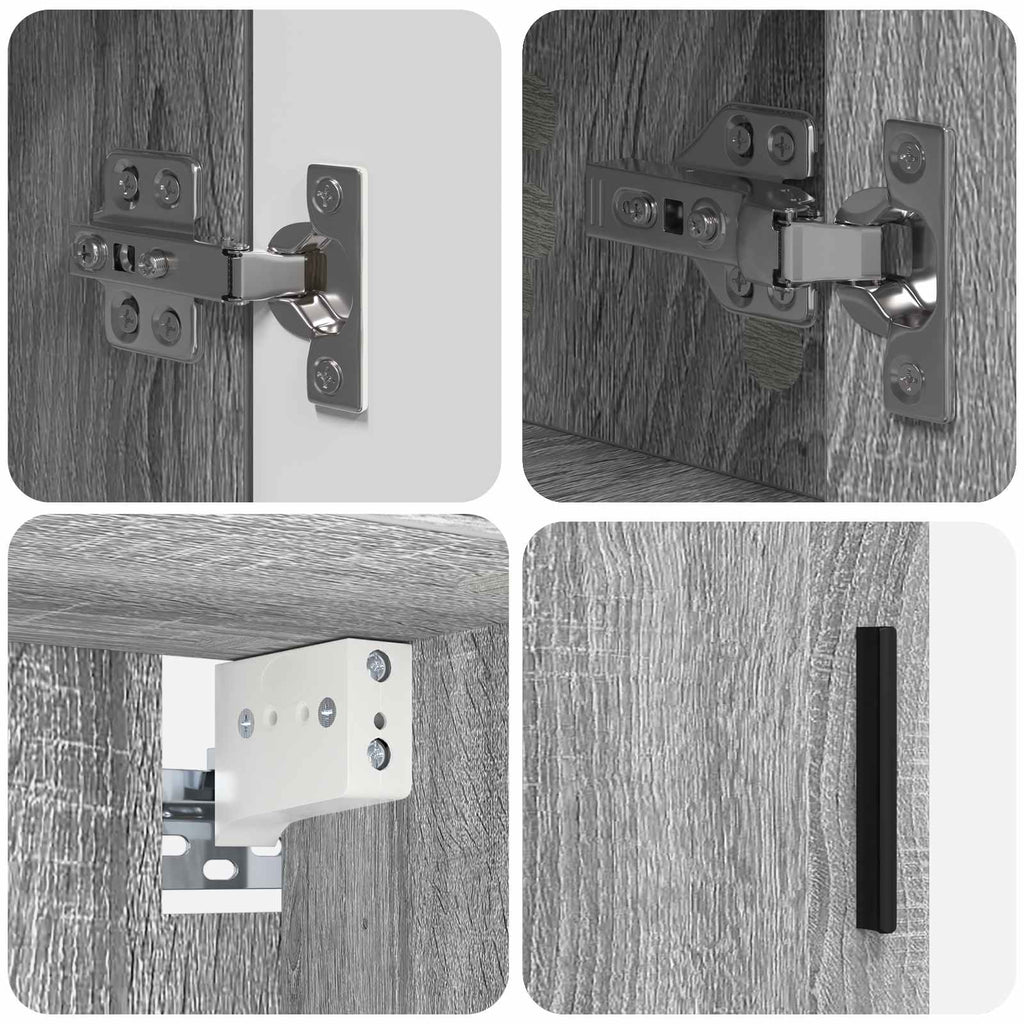 Juego de muebles de baño Montaje en la pared 4 pcs Gris Sonoma