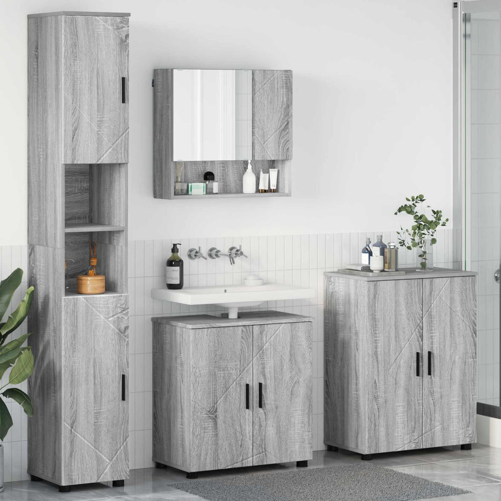 Juego de muebles de baño Montaje en la pared 4 pcs Gris Sonoma