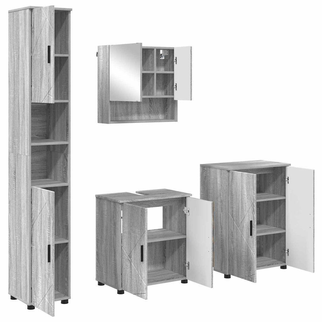 Juego de muebles de baño Montaje en la pared 4 pcs Gris Sonoma