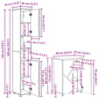 Juego de muebles de baño Montaje en la pared 4 pcs Gris Sonoma