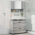Juego de muebles de baño con cajón con puerta 2 pcs Gris Sonoma