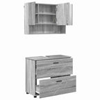 Juego de muebles de baño con cajón con puerta 2 pcs Gris Sonoma
