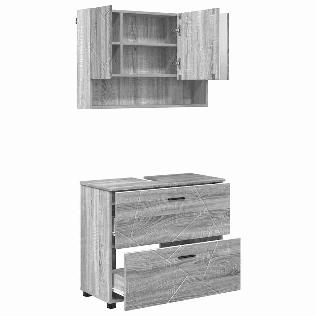 Juego de muebles de baño con cajón con puerta 2 pcs Gris Sonoma